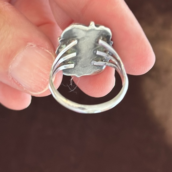 Vintage Turquoise Sterling Scrolled Leaves Ring🔥🔥🤩 size 8 1/2” - Picture 5 of 10